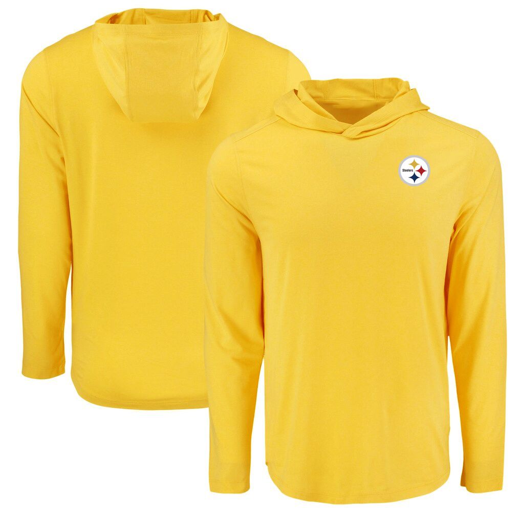 Men 2026 NFL Pittsburgh Steelers Hooded long sleeved T-shirt yellow 06->nfl t-shirts->Sports Accessory
